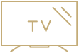 A black and white icon of a television set with an antenna on top, representing a TV.